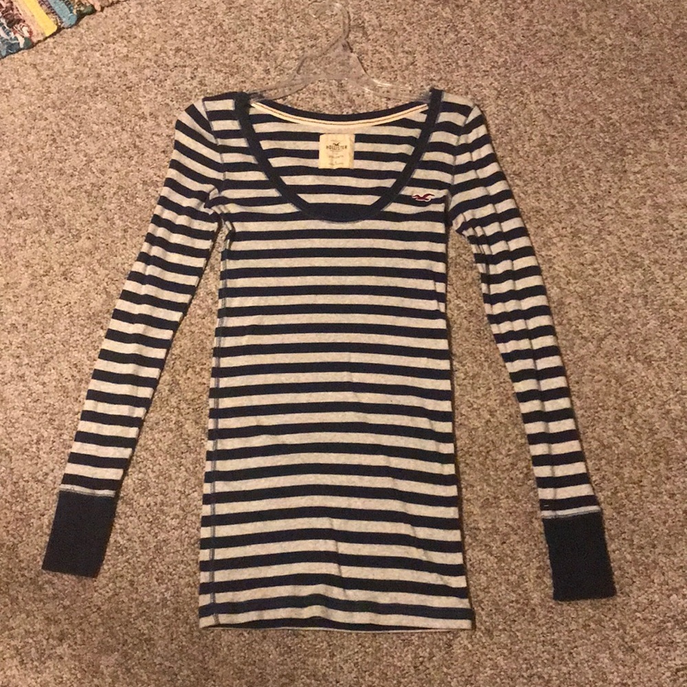 Hollister black and grey striped long sleeve